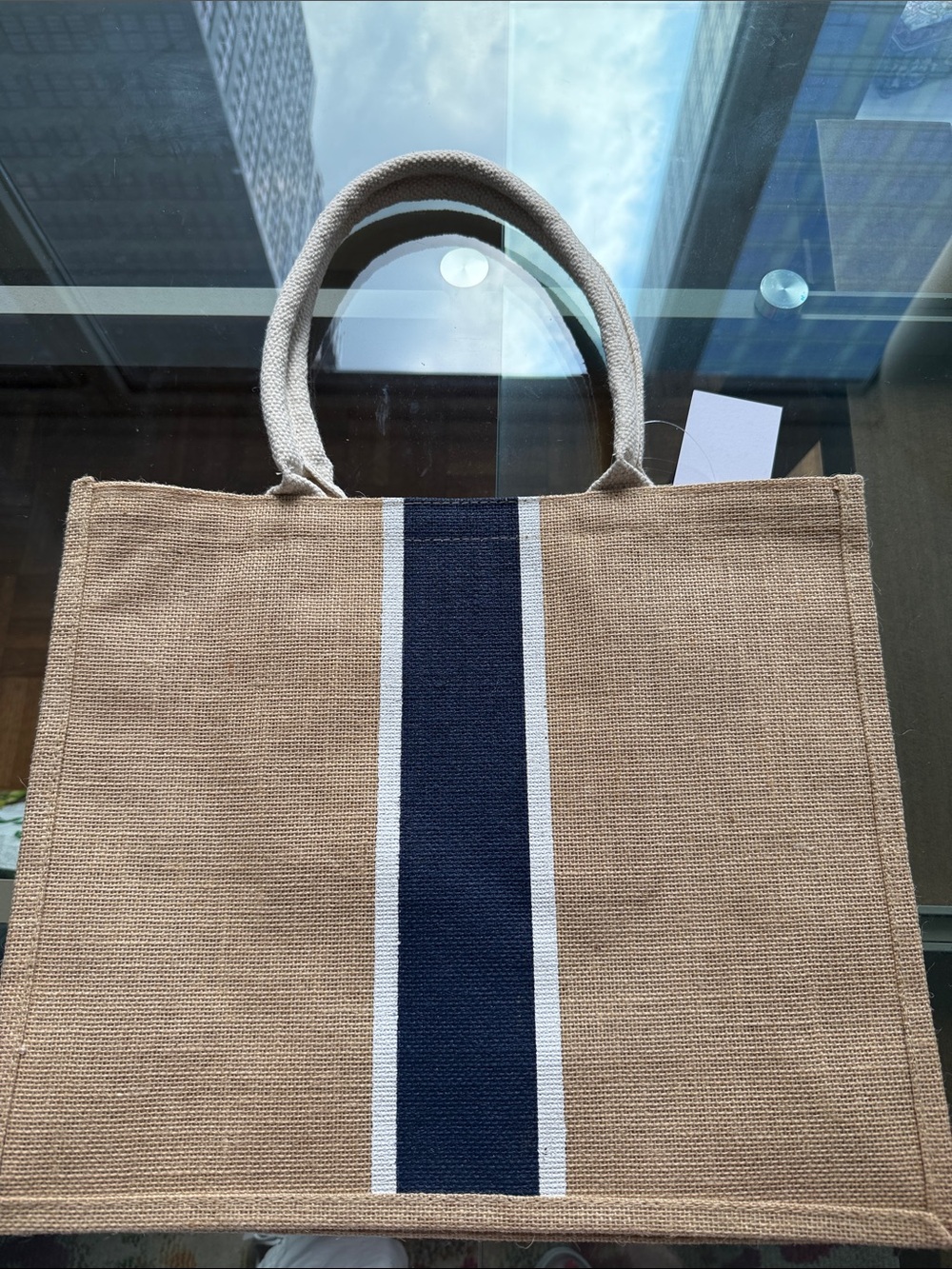 NWT The Royal Standard Fleming Tote in Natural w/Navy Stripe. - Picture 2 of 6